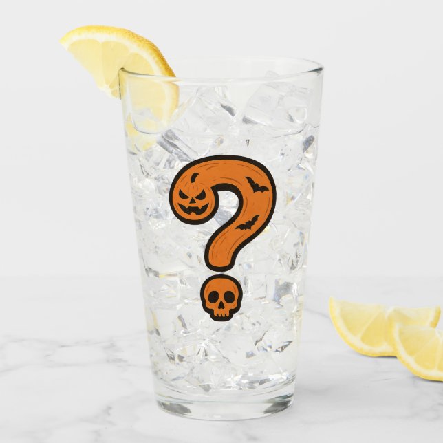 Pumpkin Halloween Question Mark Glass Glaskopp (Framsida Ice)