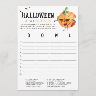 Pumpkin Halloween Scattergories-spelkort