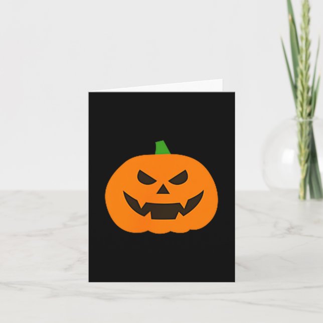 Pumpkin Halloween Subtle Jack O Lantern Minimal Tr Kort (Framsida)