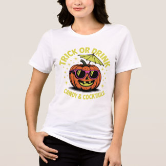 Pumpkin halloween t-shirt-trick eller drink t shirt