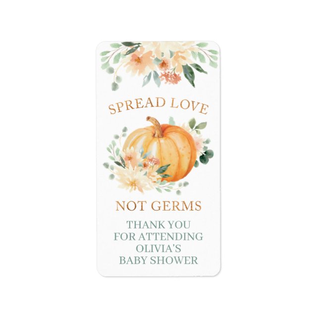Pumpkin Hand Sanitizer Labels for Little Pumpkin Adressetikett (Framsidan)