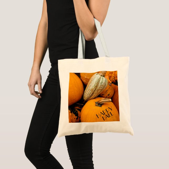 Pumpkin-Happy Fall Tote Bag Tygkasse (Framsida (produkt))