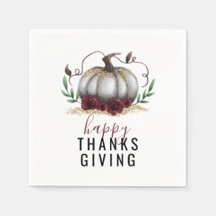 Pumpkin Happy thanksgiving White Guld Pappersservett