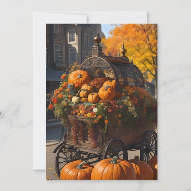 Pumpkin Harvest Elegance - 5"x7"-platta Helgdag Julkort (Framsida)