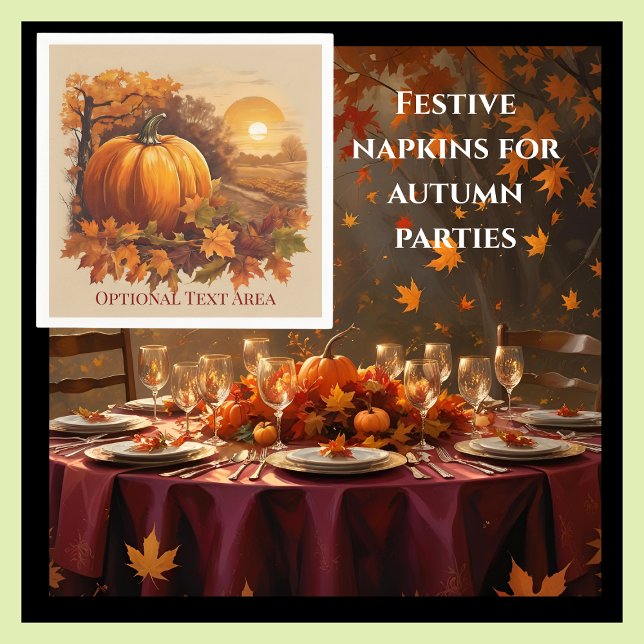 Pumpkin Harvest Festive Fall Autumn Pappra Napkins Pappersservett (Skapare uppladdad)