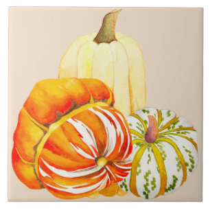 Pumpkin Harvest on a Ceramic Tile (1) Kakelplatta