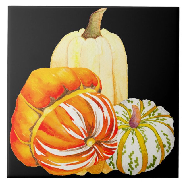 Pumpkin Harvest on a Ceramic Tile (1B) Kakelplatta (Framsidan)