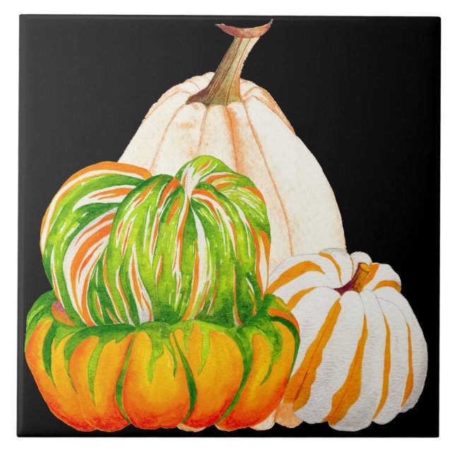 Pumpkin Harvest on a Ceramic Tile (2B) Kakelplatta (Framsidan)
