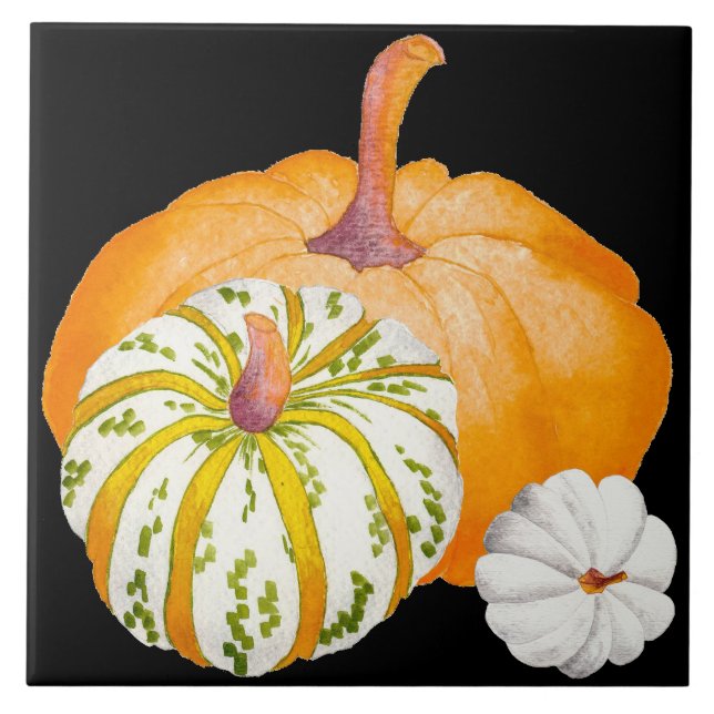 Pumpkin Harvest on a Ceramic Tile (3B) Kakelplatta (Framsidan)