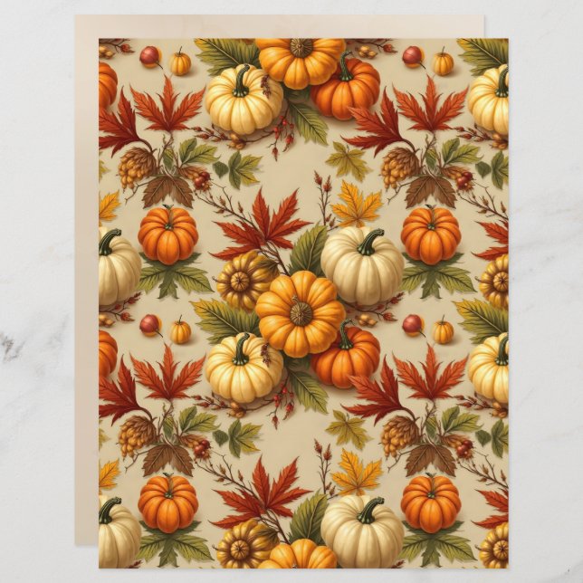 Pumpkin Harvest Scrapbook Paper (Fram/baksida)