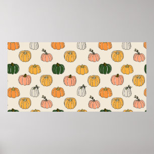 Pumpkin Harvest vintage Seamless Mönster Poster