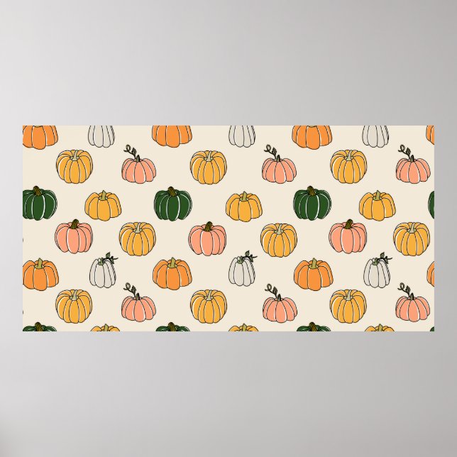 Pumpkin Harvest vintage Seamless Mönster Poster (Framsidan)