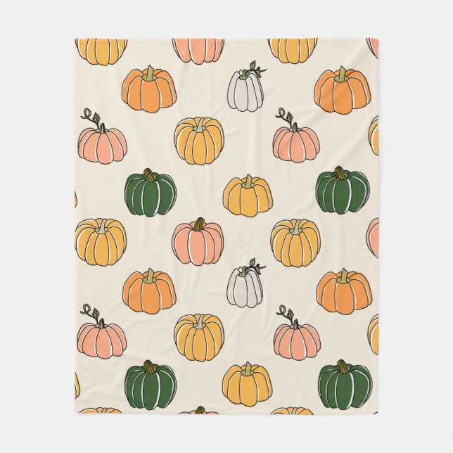 Pumpkin Harvest vintage Seamless Pattern Fleecefilt (Framsidan)