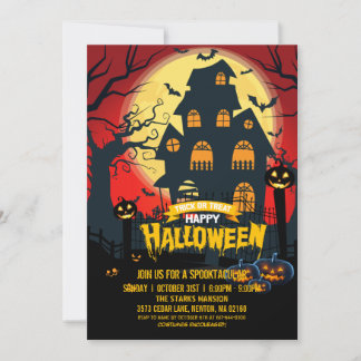 Pumpkin Haunted House Spooktacular Halloween fest Inbjudningar