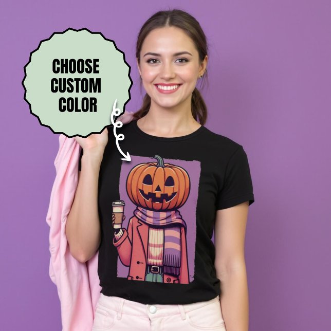 Pumpkin Head Coffee Pastel Goth Halloween T Shirt (Pumpkin Head Coffee Pastel Goth T-Shirt.)