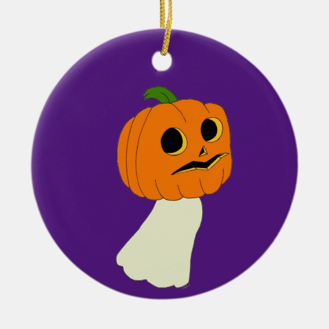 Pumpkin head-spöke julgransprydnad keramik (Framsidan)