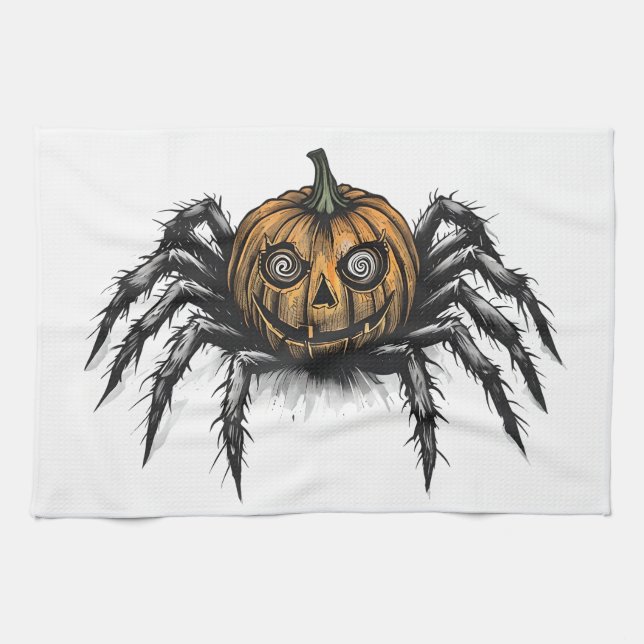 Pumpkin Headed Crawler-white bakgrund Kökshandduk (Horisontell)