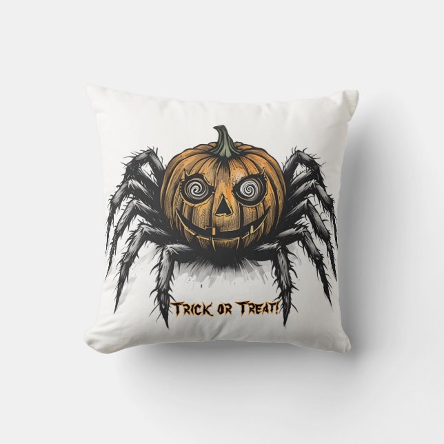 Pumpkin-Headed Crawler-White med text Kudde (Framsida)