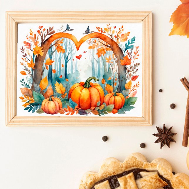 Pumpkin Heart Autumn Forest Wall Poster (Skapare uppladdad)