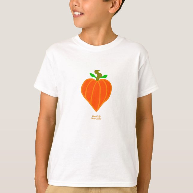 Pumpkin Heart Boys White Basic T Shirt (Framsida)
