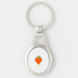 Pumpkin Heart Oval Keychain Ovalt Silverfärgad Nyckelring