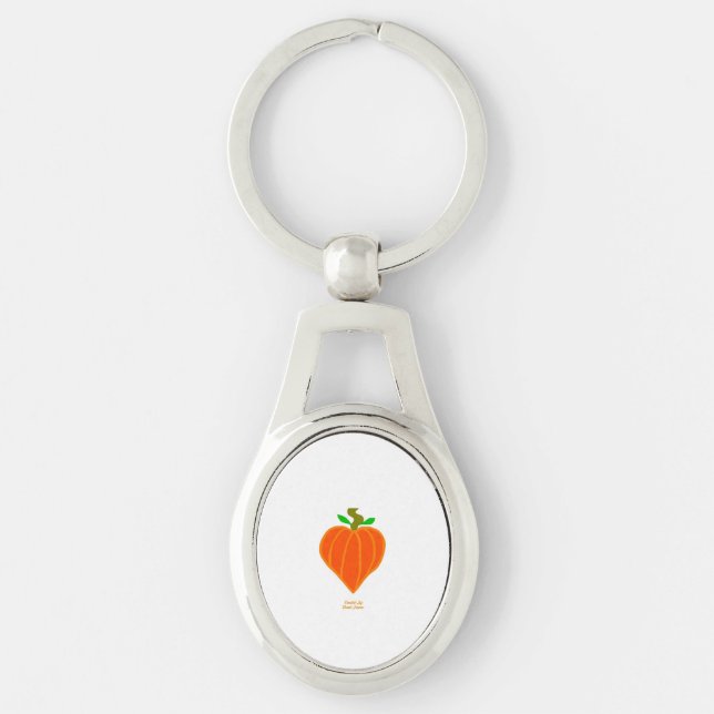 Pumpkin Heart Oval Keychain Ovalt Silverfärgad Nyckelring (Framsidan)