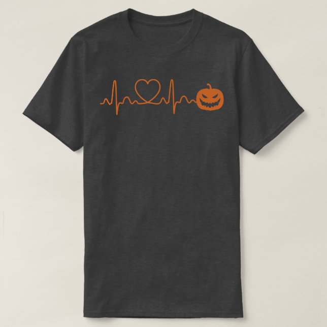 Pumpkin Heartslag Halloween Heartslag Cardiac Hall T Shirt (Design framsida)