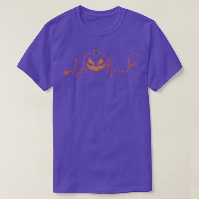 Pumpkin Heartslag Halloween Spooky Hallo ween Medi T Shirt (Design framsida)