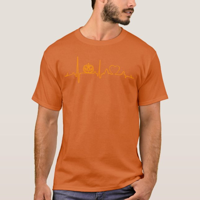 Pumpkin Heartslag Halloween T Shirt (Framsida)
