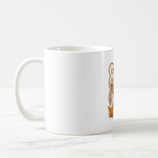 Pumpkin-Highland Cow Ghost Halloween Kaffemugg (Vänster)