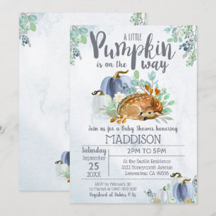 Pumpkin Hjort Baby Shower-inbjudan Boy Fall Inbjudningar