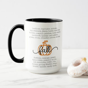 Pumpkin Höger för Cute Hej Fall Definition Ord Mugg