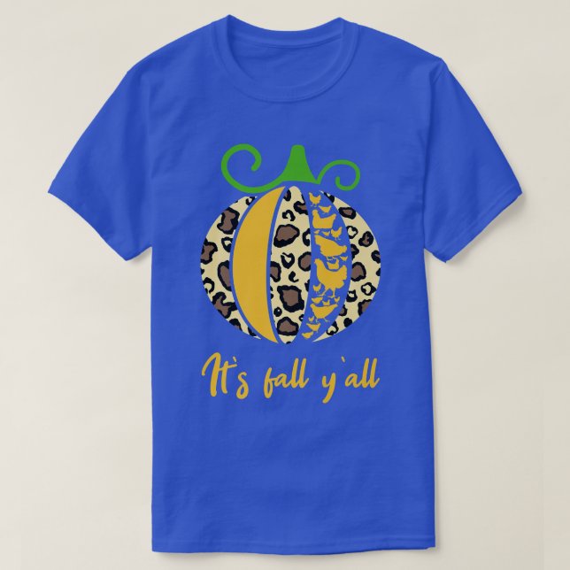 Pumpkin Höst löv Fall Season Leopard Skriv ut mig T Shirt (Design framsida)