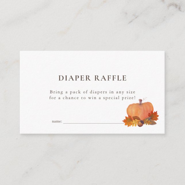 Pumpkin Höst löv White Diaper Raffle Biljett Tilläggskort (Framsida)