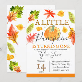 Pumpkin hösten, unge födelsedagsfest inbjudan