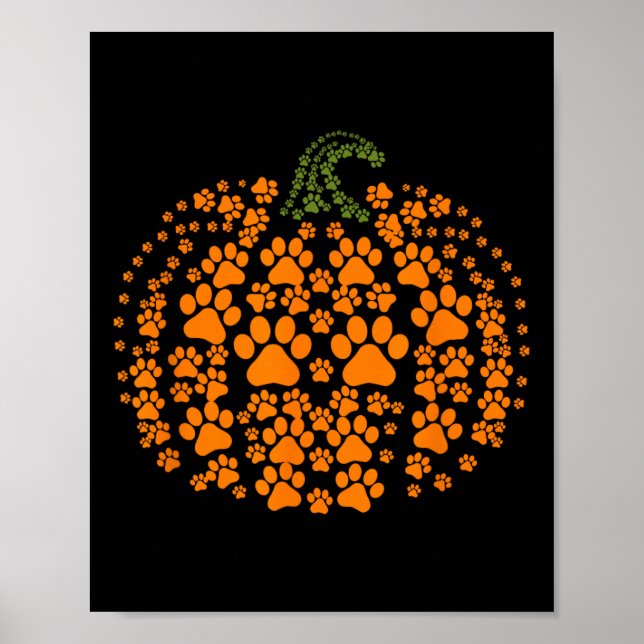Pumpkin Hund Cat Paw Print Halloween-Djurälskare Poster (Framsidan)
