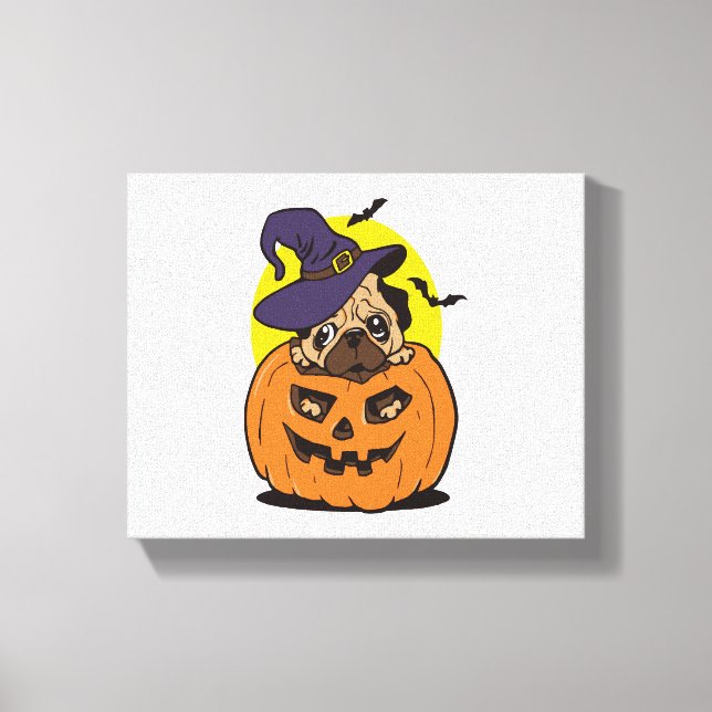 Pumpkin Hund Halloween, Funny Halloween Hund Canvastryck (Framsida)