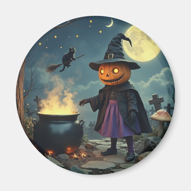 Pumpkin-huvudhäxa Magnet (Framsidan)