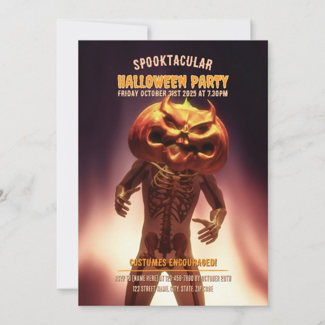 Pumpkin-huvudkostym. Halloween fest Inbjudningar (Framsida)