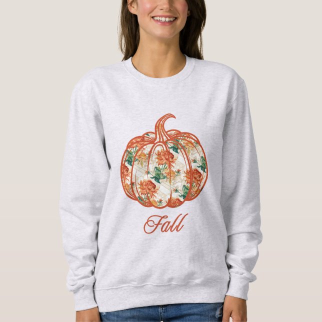 Pumpkin i Chrysanthemum Mönster T Shirt (Framsida)