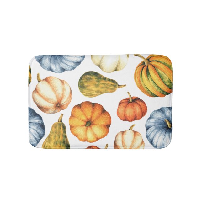 Pumpkin Illustration: Sömlös vattenfärg Mönster Badrumsmatta (Framsidan)