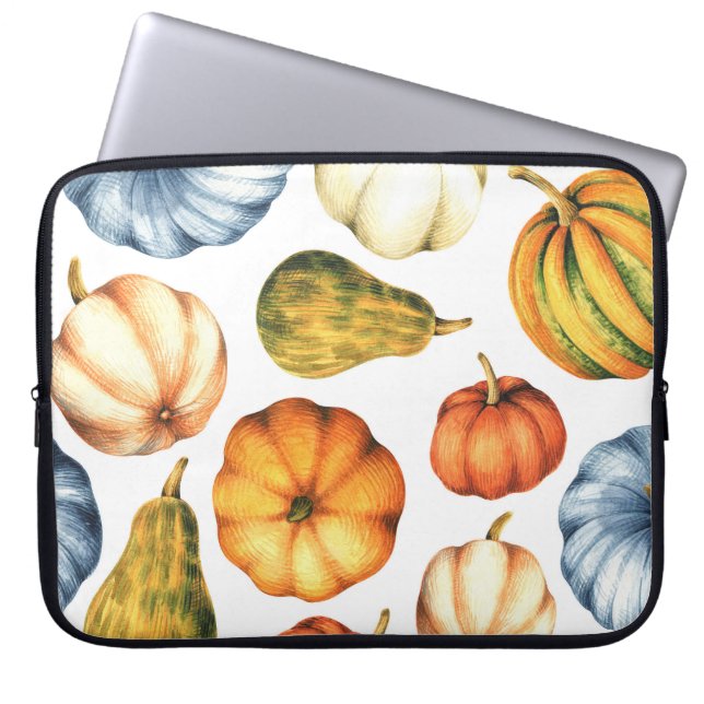Pumpkin Illustration: Sömlös vattenfärg Mönster Laptop Fodral (Framsidan)