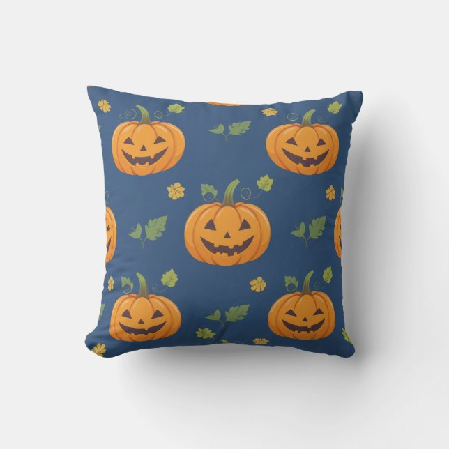 Pumpkin Image Mönster Cushion Happity Kudde (Framsida)