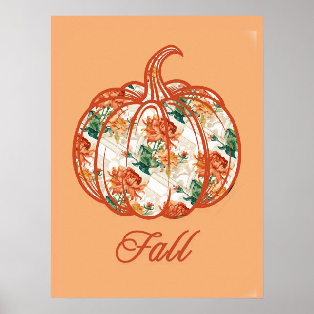 Pumpkin in a Chrysanthemum Pattern Poster (Framsidan)
