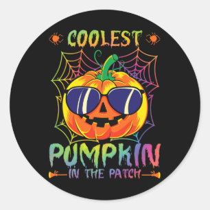 Pumpkin in Patch Tie Dye Halloween Pumpkin Fal Runt Klistermärke