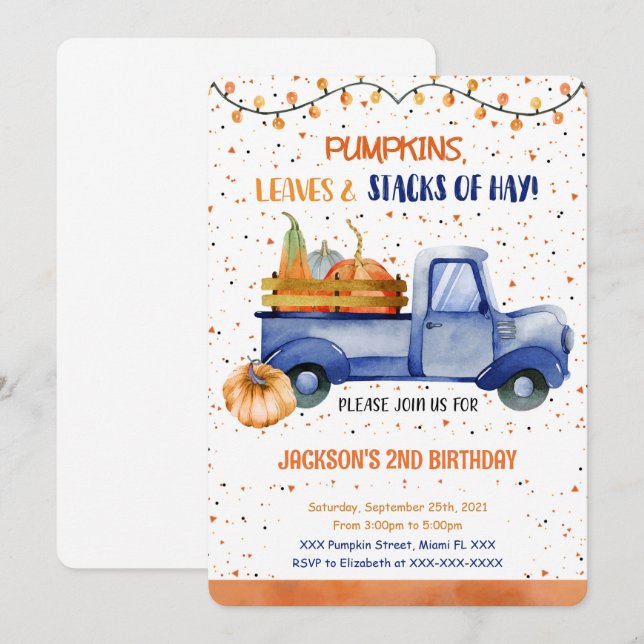 Pumpkin-inbjudan Inbjudningar (Fram/baksida)