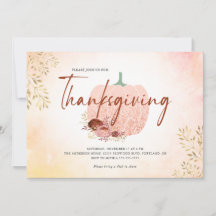 Pumpkin-inbjudan till thanksgiving Ro Guld Glitter