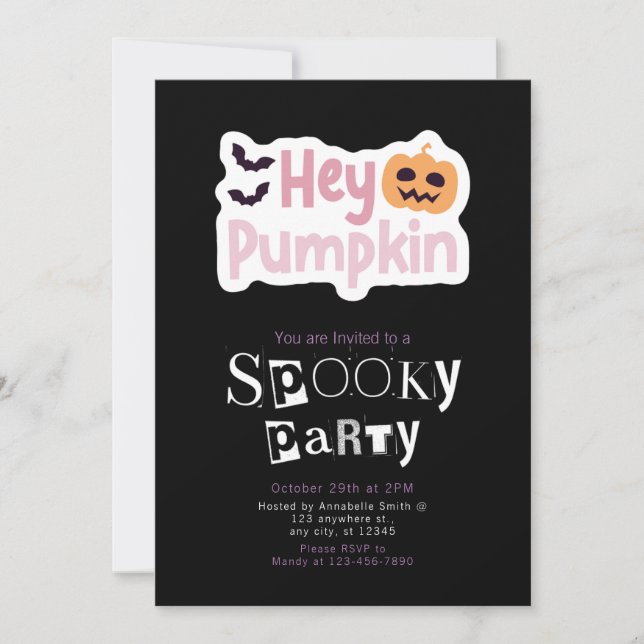 Pumpkin Jack Modern Minimalist Halloween Inbjudningar (Framsida)