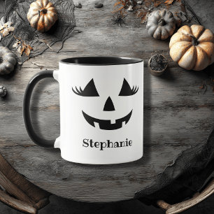 Pumpkin Jack o lantern binder ihop med första Namn Mugg