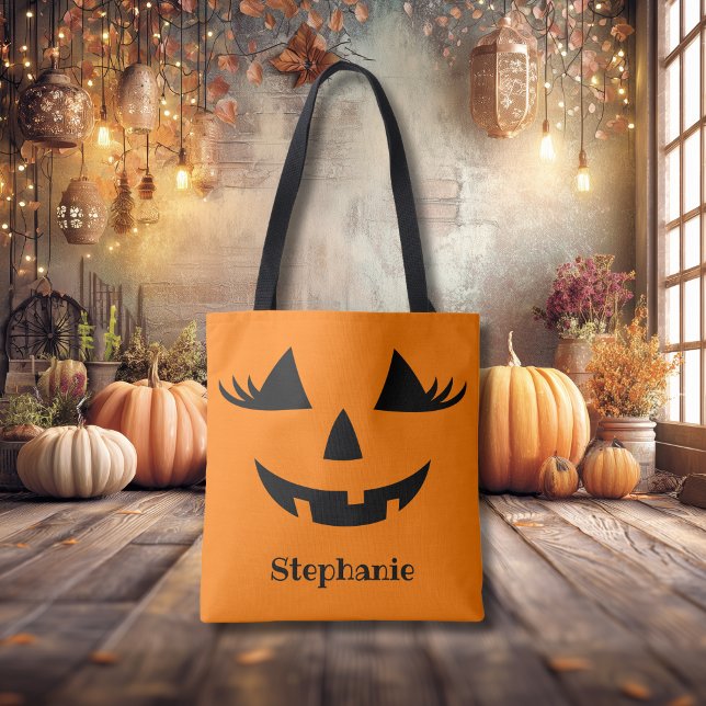 Pumpkin Jack o lantern binder ihop med första Namn Tygkasse (Skapare uppladdad)